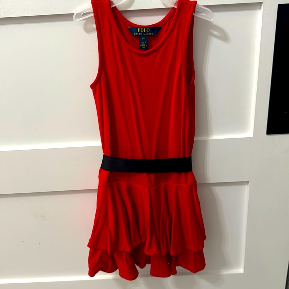 Girls Polo Ralph Lauren size 4t red cotton dress